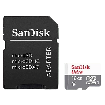 کارت حافظه microSDHC سن دیسک مدل Ultra کلاس 10 استاندارد UHS-I سرعت 80MBps همراه با آداپتور SD ظرفیت 16 گیگابایت